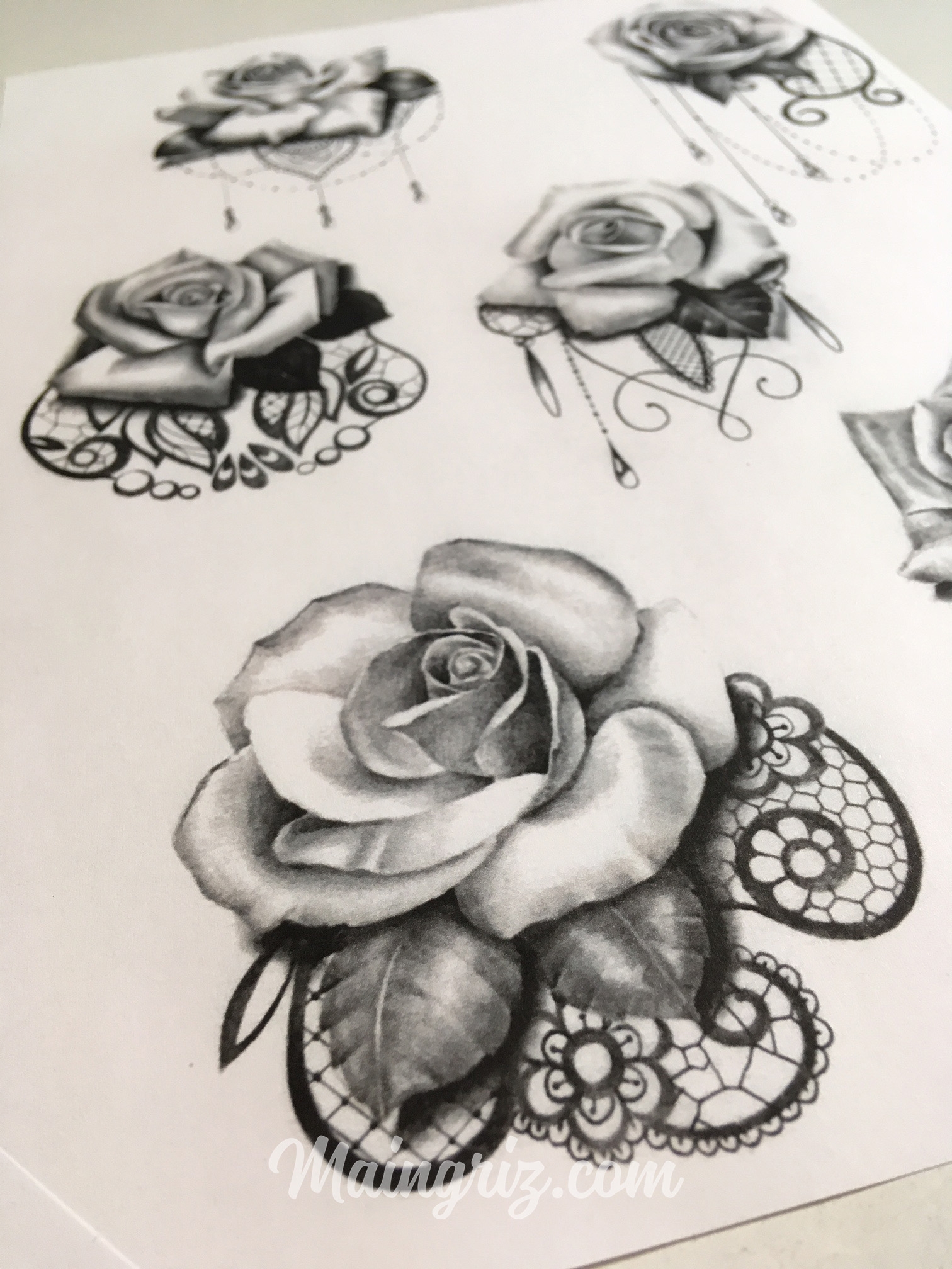 flower. roses with lace and pearl tattoo design high resolution download by...